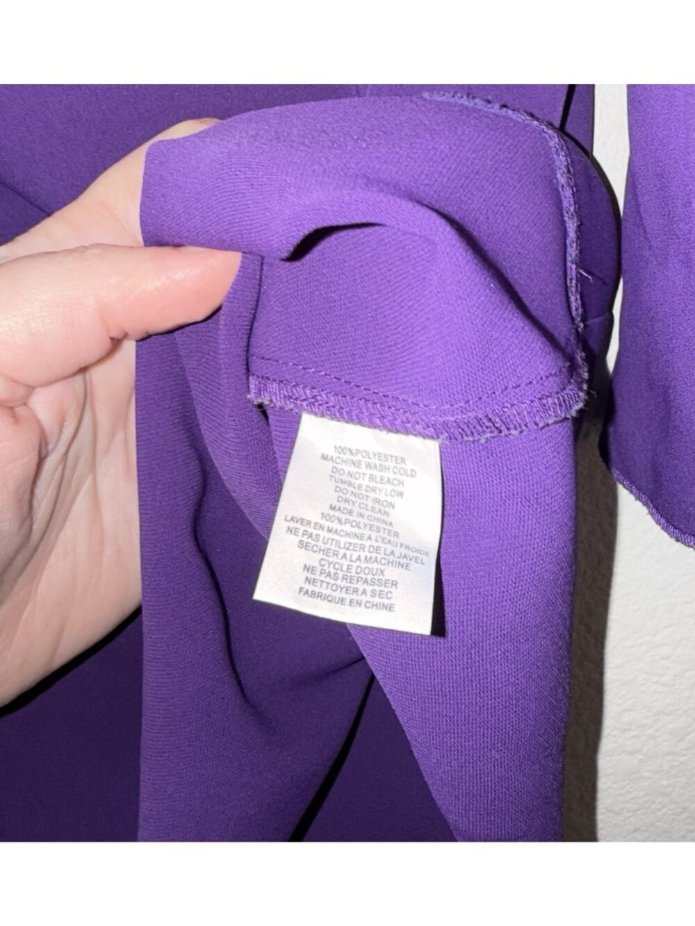 Trina Turk Ruffle 3/4 Sleeve V-Neck Top Blouse Womens S Small Purple - Picture 4 of 5